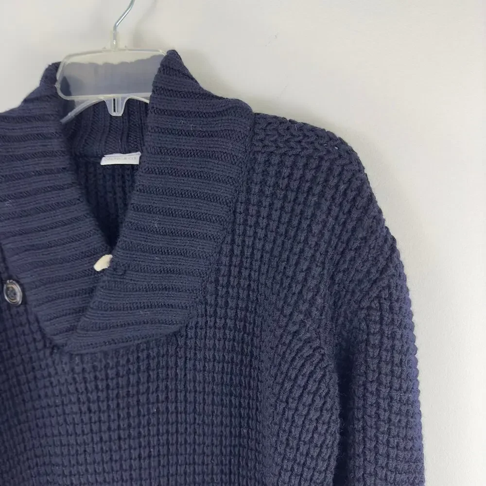 Celtic & Co 100% wool chunky knit shawl collar gray pullover‎ - Picture 3 of 8